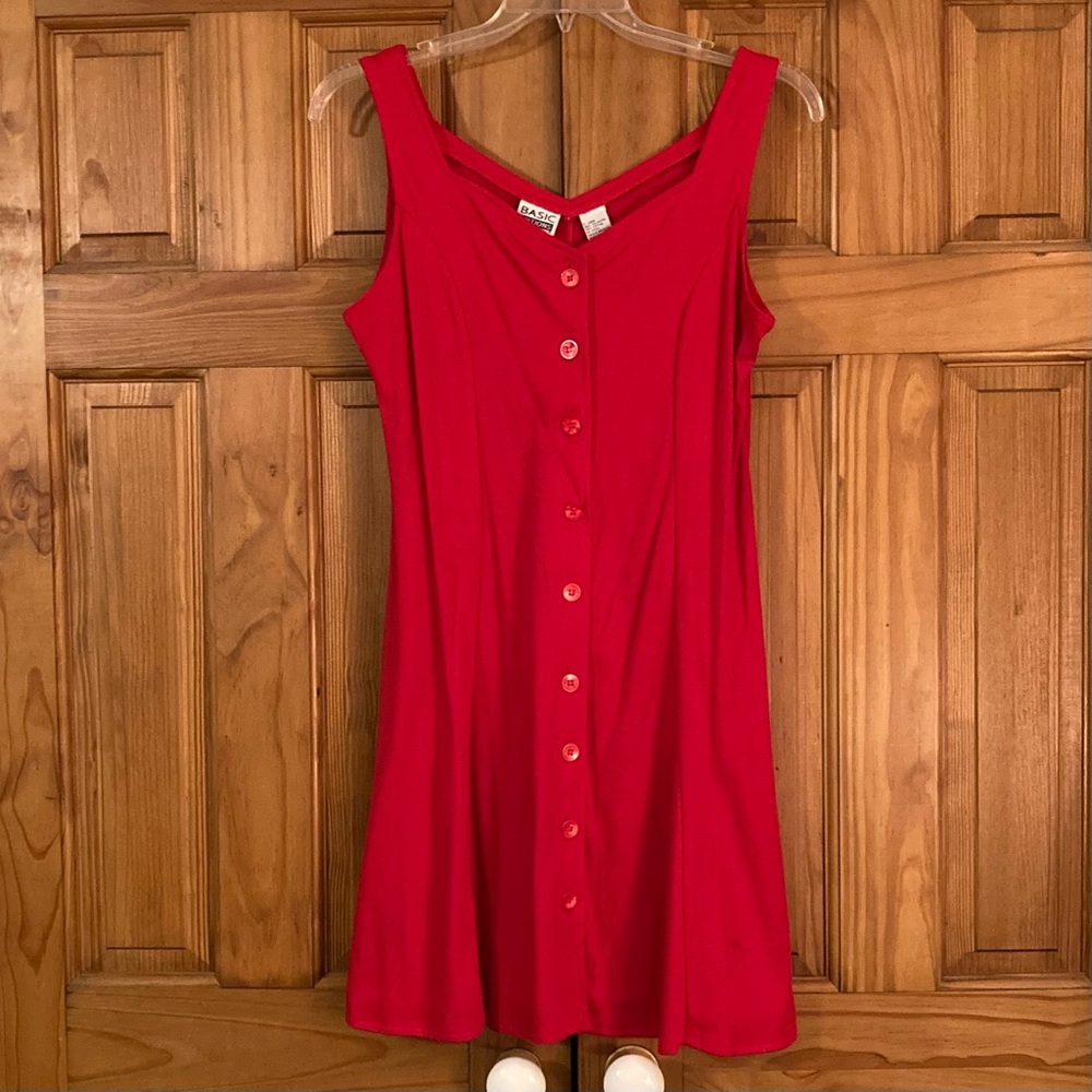 NWOT Vintage 90s Basic Editions Sleeveless Dress Red Size L Large